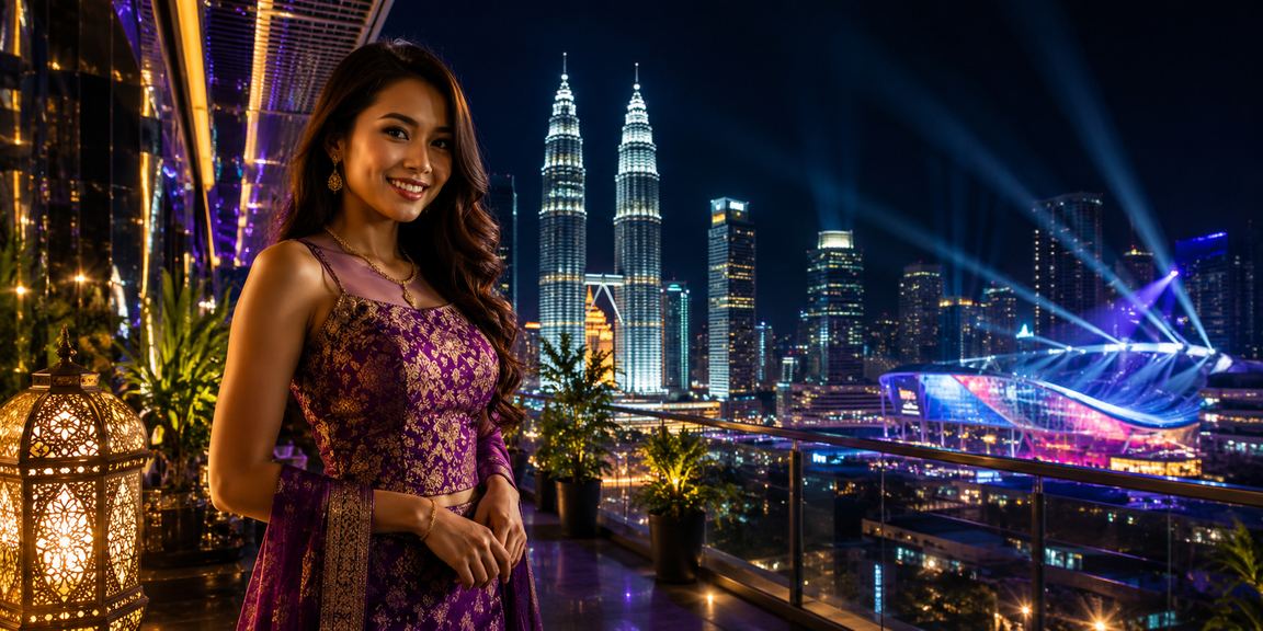 Pemandangan bandar Kuala Lumpur dengan tema pertaruhan dalam talian
