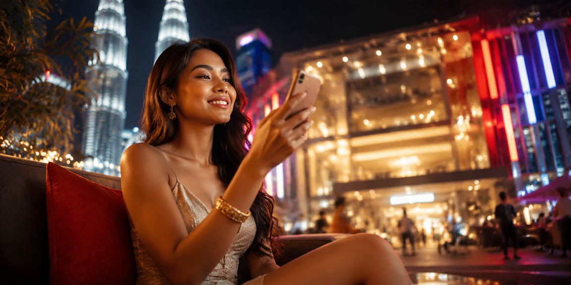 Pemain menggunakan telefon pintar untuk bermain kasino dalam talian di Kuala Lumpur